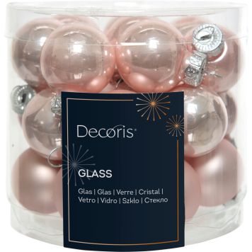 Joulupallolajitelma 2,5 cm 24 kpl vaaleanpunainen