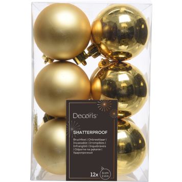 Joulupallolajitelma 6 cm 12 kpl kulta