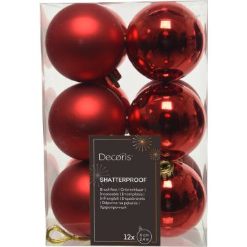 Joulupallolajitelma 6 cm 12 kpl punainen