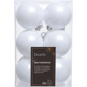 Joulupallolajitelma 6 cm 12 kpl lumenvalkoinen