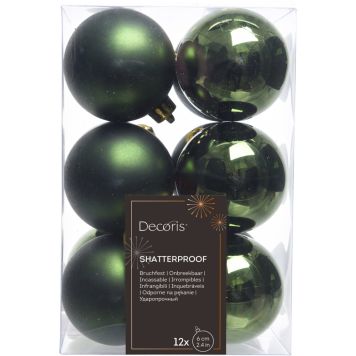 Joulupallolajitelma 6 cm 12 kpl havunvihreä