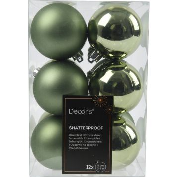 Joulupallolajitelma 6 cm 12 kpl salvian vihreä