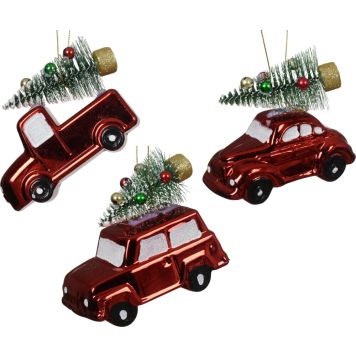 Joulukoriste auto ja kuusi 9 cm lajitelma