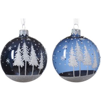 Joulupallo 8 cm sininen kuuset lajitelma