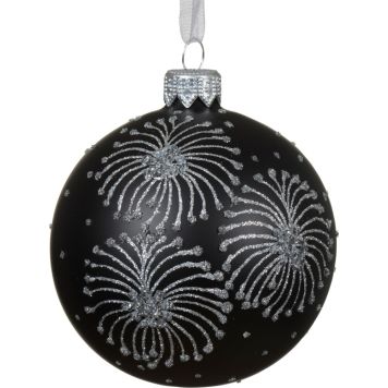 Joulupallo 8 cm musta ilotulitus