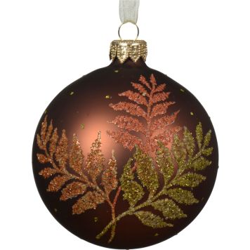 Joulupallo 8 cm ruskeakimalle lehdet