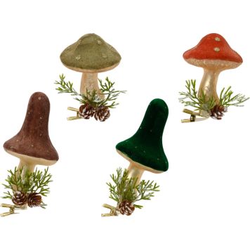 Joulukoriste sieni klipsillä 7 cm lajitelma