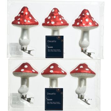 Joulukoriste kärpässieni klipsillä 9 cm lajitelma