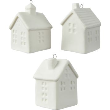 Joulukoriste talo valkoinen 6,5 cm lajitelma