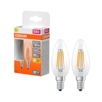 LED-lamppu Osram Star Classic B40 E14 3,4 W 470 lm 2700 K kirkas 2 kpl/pkt