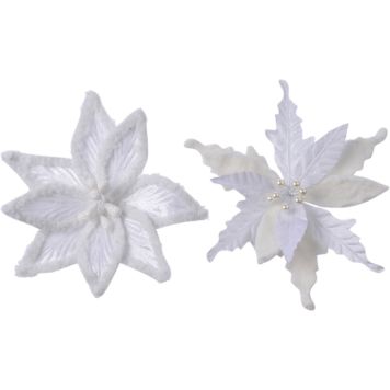 Joulukoriste kukka klipsillä valkoinen lajitelma