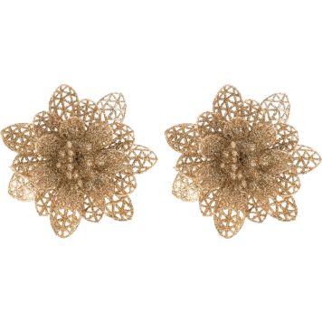 Filigraanikukka klipsillä kultakimalle 10 cm 2 kpl