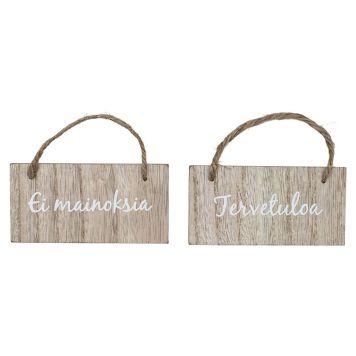 Kyltti Weiste Tekstilajitelma puu/valkoinen 12 x 6 cm