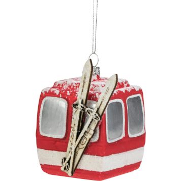 Joulukoriste hiihtohissi 6 x 8  cm punavalkoinen