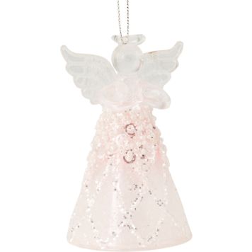 Joulukoriste enkeli 10 x 6 cm vaaleanpunainen