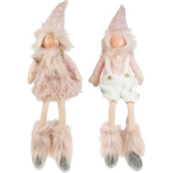 Tonttu istuva 50 cm pinkki neule lajitelma