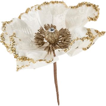 Joulukoriste kangaskukka 16 cm valkoinen