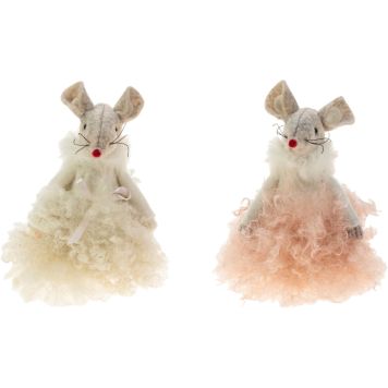 Joulukoriste hiiri mekossa 9 cm lajitelma