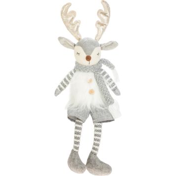 Joulukoriste poro istuva 45 cm valkoharmaa