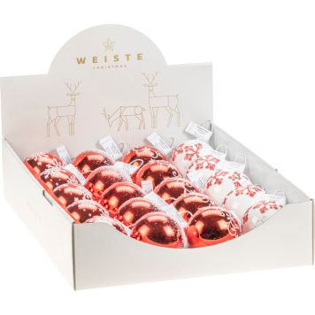 Joulupallo 6,5 cm kuvioitu punavalkoinen lajitelma