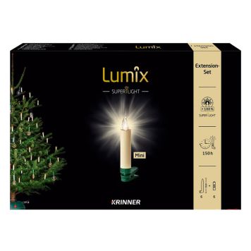 Langaton Kuusenkynttilä Krinner Lumix SuperLight valkoinen 6 kpl