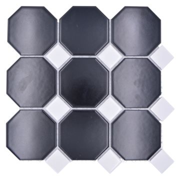 Mosaiikkilaatta Fliesen Octa musta/valkoinen 30 x 30 cm