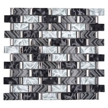 Mosaiikkilaatta Crystal Mix XCM MW10 31 x 30 cm Harmaa/Musta