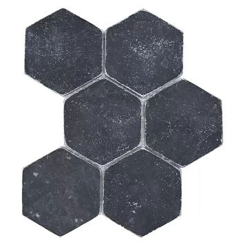 Mosaiikki Hexagon Nero Antique Marble XNT HX143 musta 19,9 x 26,2 cm