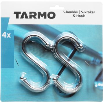 S-koukku kromattu 4 kpl