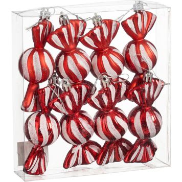 Joulukoriste karkki punavalkoraita 10 cm 8 kpl