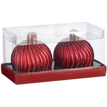 Kynttilä joulupallo punavihreä 7,5 cm 2 kpl lajitelma