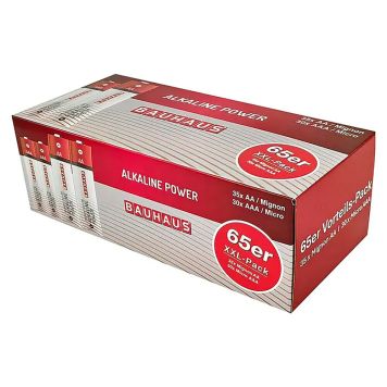 Alkaliparistosarja Bauhaus AA ja AAA 65 kpl/pkt