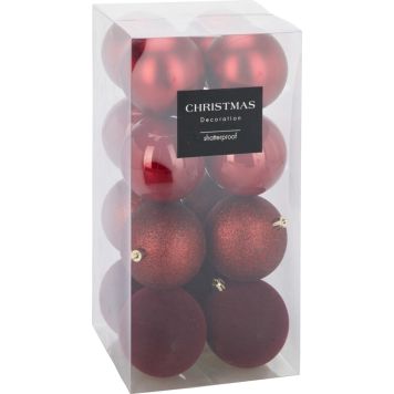 Joulupallolajitelma 8 cm 16 kpl punainen