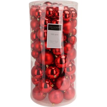 Joulupallolajitelma 100 kpl punainen