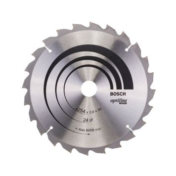 Pyörösahanterä Bosch Optiline Wood 254 x 2,0 x 30 mm T24