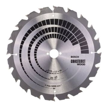 Pyörösahanterä Bosch Construct Wood 315 x 3,2 mm T20