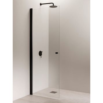 Kääntyvä suihkuseinä Vihtan Puro 3 musta/kirkas 203,5 x 70 cm