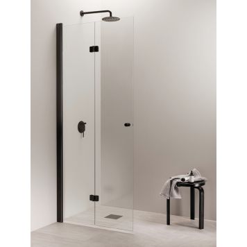 Taittuva suihkuseinä Vihtan Puro 5 nuppivedin kirkas musta