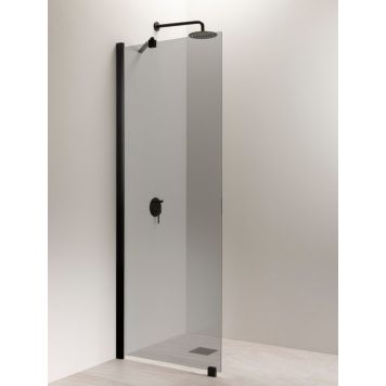 Kiinteä suihkuseinä Vihtan Puro 6 musta/savulasi 203,5 cm