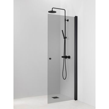 Kääntyvä suihkuseinä Vihtan Pisara 3 musta Harmaa lasi