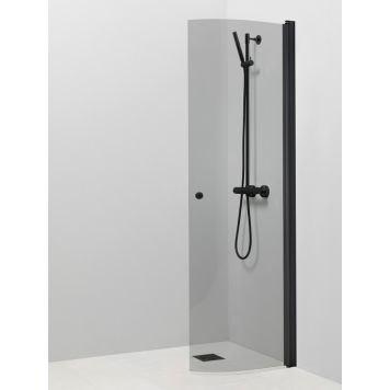 Kääntyvä suihkuseinä Pisara 4 Musta Harmaa lasi