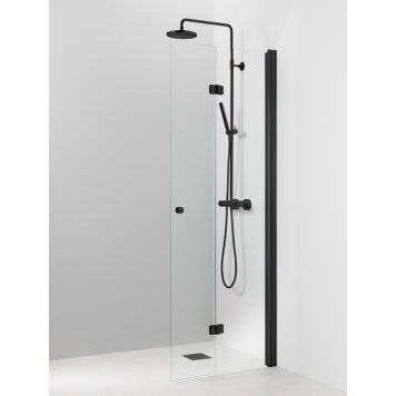 Kääntyvä suihkuseinä Pisara 5 Musta Kirkas lasi