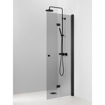 Kääntyvä suihkuseinä Pisara 5 Musta Harmaa lasi