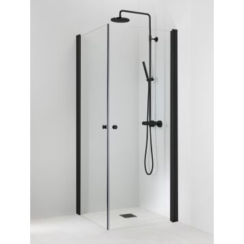 Suihkukulma Vihtan Pisara 3+3 Musta kirkas lasi