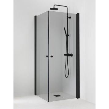 Suihkukulma Vihtan Pisara 3+3 Musta harmaa lasi