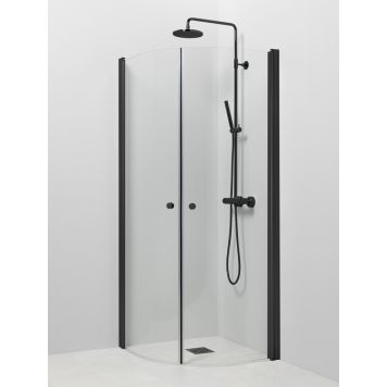 Suihkukulma Vihtan Pisara 4+4 Musta kirkas lasi