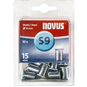 Teräs-Niittimutteri Novus S9 x M6 10 kpl