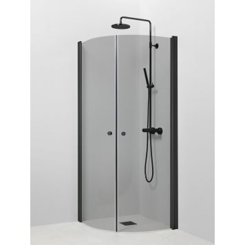 Suihkukulma Vihtan Pisara 4+4 Musta harmaa lasi