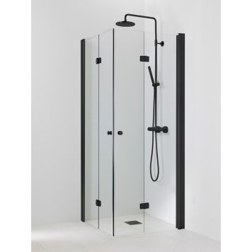 Suihkukulma Vihtan Pisara 5+5 Musta kirkas lasi