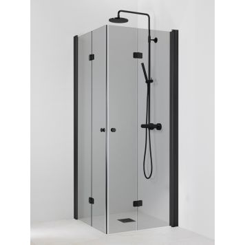 Suihkukulma Vihtan Pisara 5+5 Musta harmaa lasi